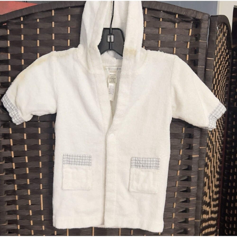Pottery Barn Kids White Hooded w/ Ears Bath Robe Casual /Photography 0-9mths